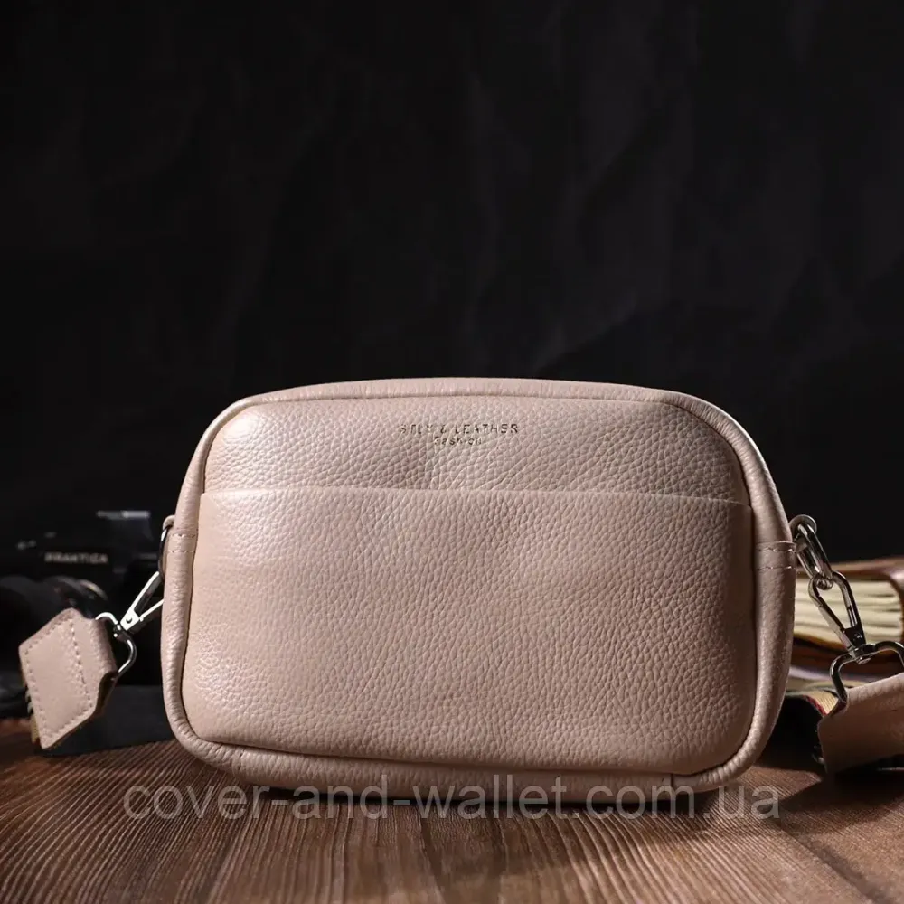 Женская прямоугольная сумка-кроссбоди молочного цвета из кожи Leather Collection Киев - изображение 8