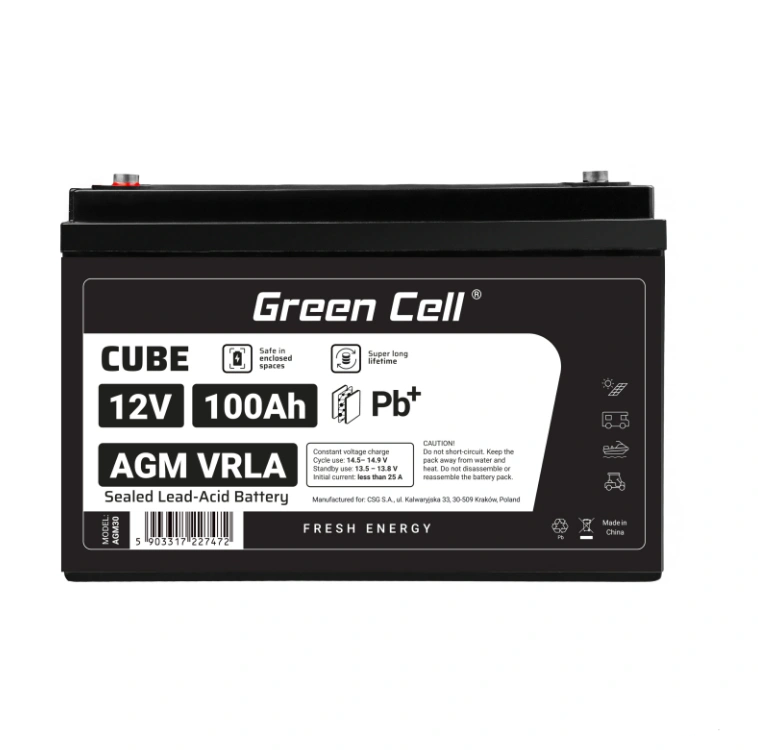 Акумулятор Green Cell AGM VRLA 100Ah 12V (AGM30) акб для дому Київ - фото 8