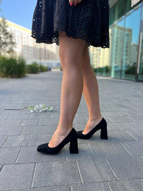 SEE SEVEN Туфлі жіночі на товстих підборах 8 см. з натуральної замші / велюр весна - осінь 1392 Коломия - фото 2