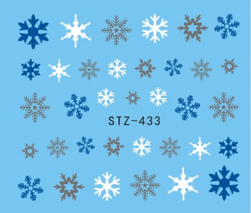 Новогодние слайдеры на ногти разноцветные снежинки - размер стикера 6*5см Киев - изображение 1