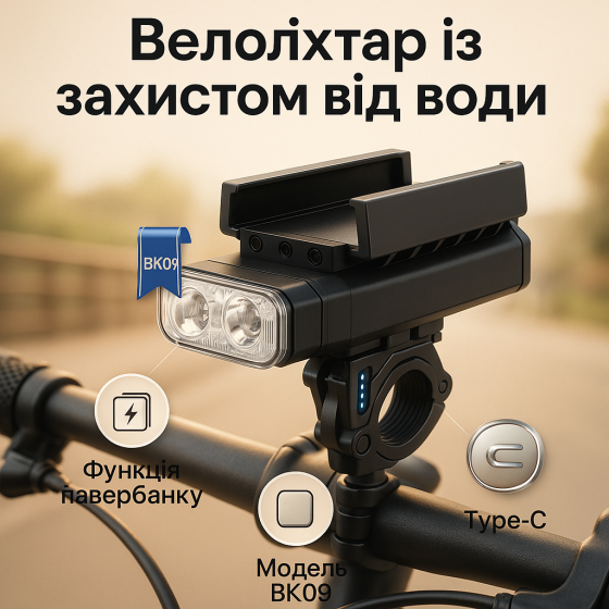 Велосипедный свет на руль BK09/Z-03-3T6, Фонарик для велосипеда, Фонарь для велосипедистов с зарядкой OB-43 Львов
