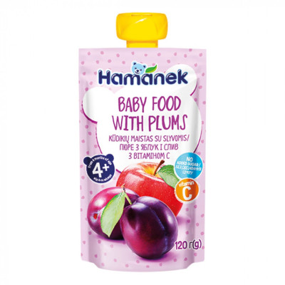Дитяче пюре Hamanek Яблуко Слива, 120 г (8595139783976) Вінниця - фото 1