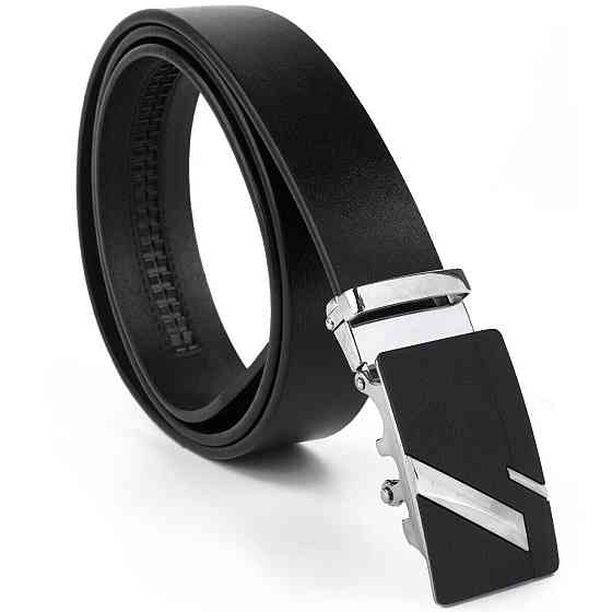 Ремень мужской c черной матовой пряжкой Vintage 20329 Черный Киев