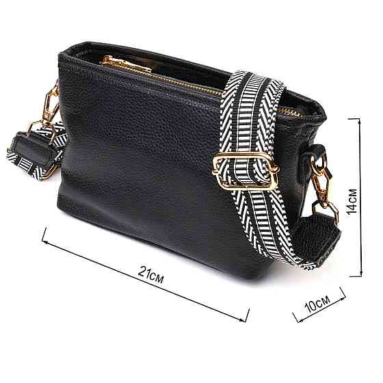 Небольшая сумка на плечо из натуральной кожи 22080 Vintage Черная Киев