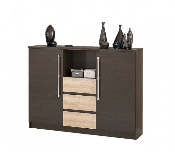 Комод 2Д3Ш Аляска Ш130,8*В104,5*Г42,9 см - Венге темний / Дуб самоа Львів - фото 1