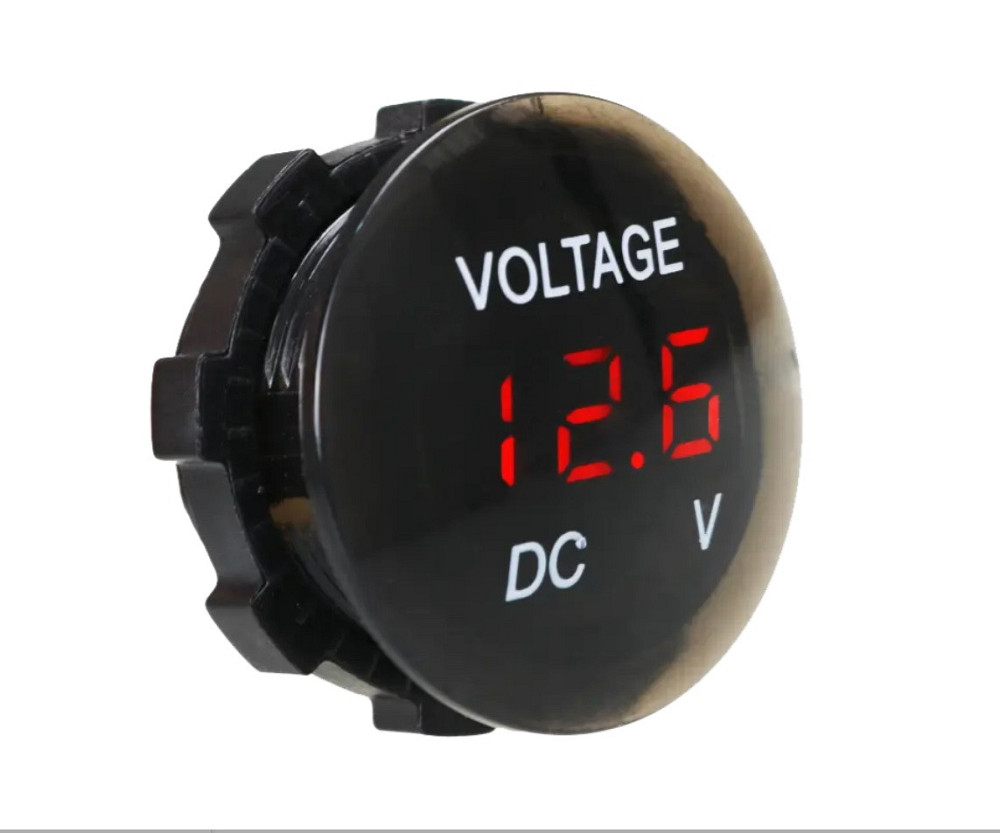 Вольтметр цифровий A4012R автомобільний врізний, червона підсвітка Харків - фото 1
