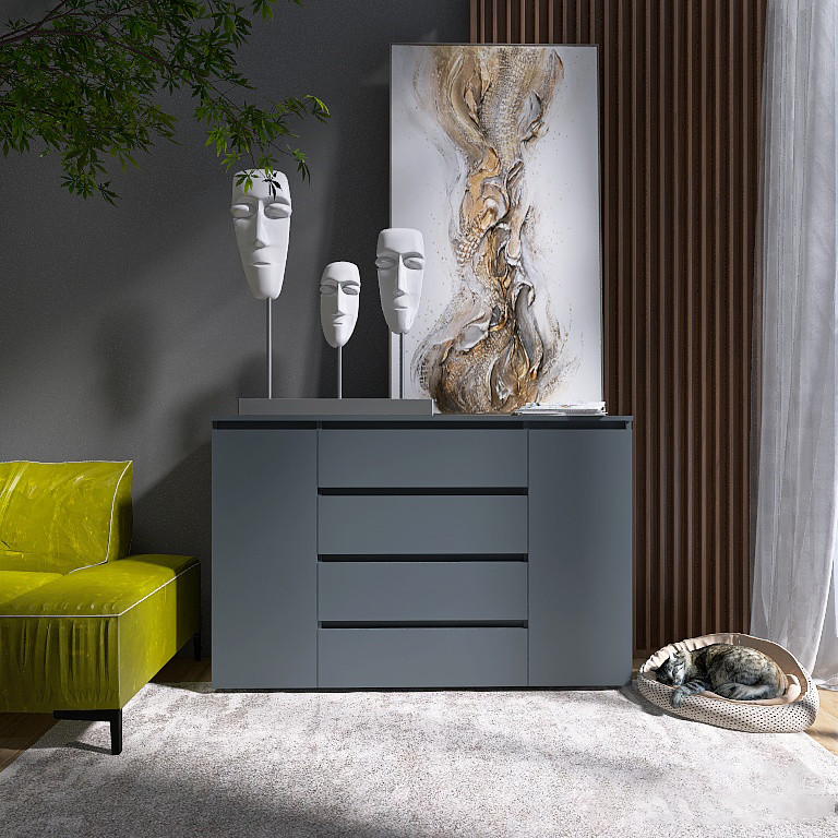 Комод Еверест КЛ-4 Лайт (телескопічні) 140х38х93 см Графіт (DTM-4899) Львів - фото 1