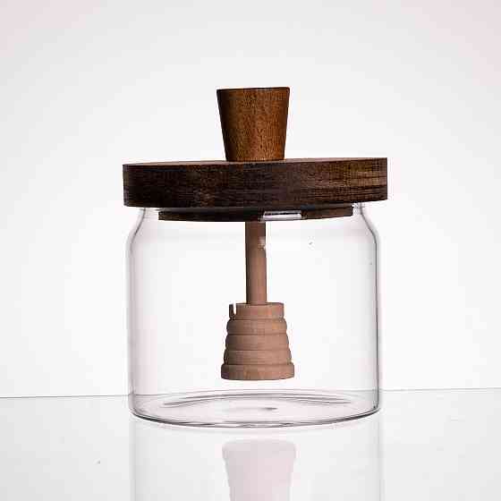 Медовниця скляна з кришкою та ложкою 400 (мл) медовниця баночка для зберігання меду 64486-1 Коломия