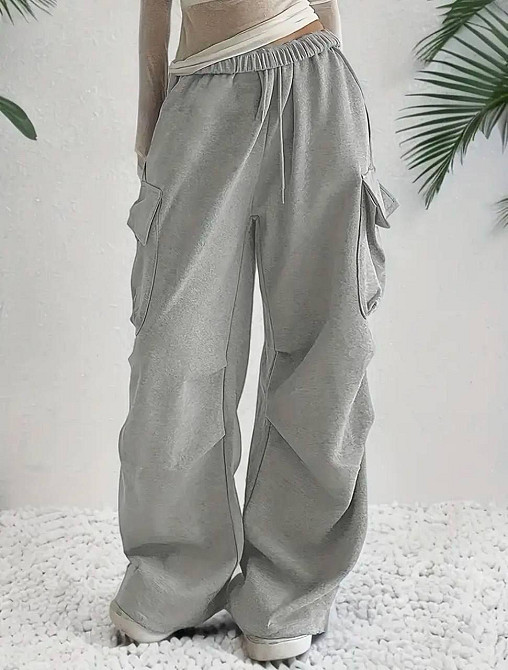 Жіночі повсякденні оверсайз штани-карго двонитка Сірий Одеса - фото 6