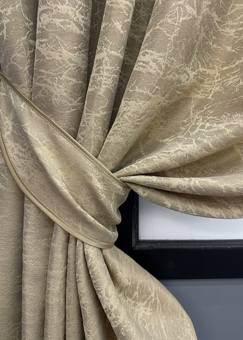 Комплект коротких штор VR-Textil Жакард Viva Marmo № 1787ш Бежевий 130х170 см 2 шт (35-0374) Київ - фото 4