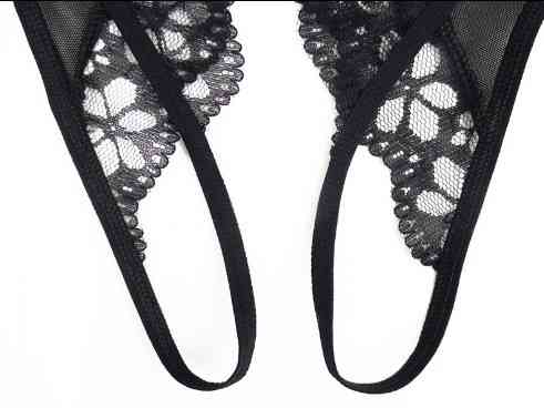 Еротичні трусики чорні з розрізом - розмір універсальний (на резинці) Київ