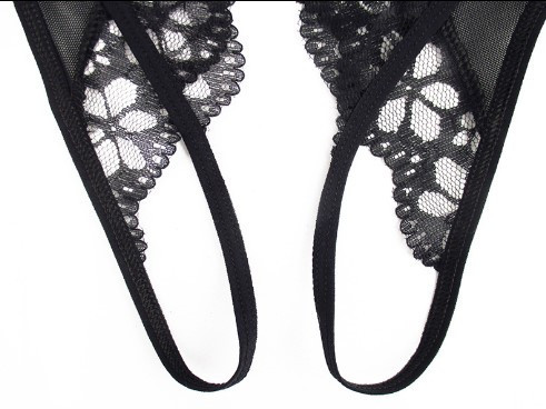 Еротичні трусики чорні з розрізом - розмір універсальний (на резинці) Київ - фото 4