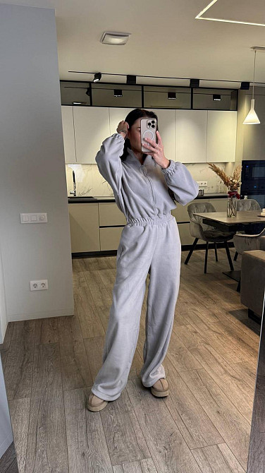 Жіночий повсякденний теплий комбінезон із флісу Сірий Одеса - фото 3