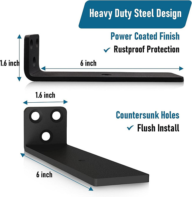 Кронштейн плавающий 20251271 Чёрный матовый Тяжёлая сталь 6