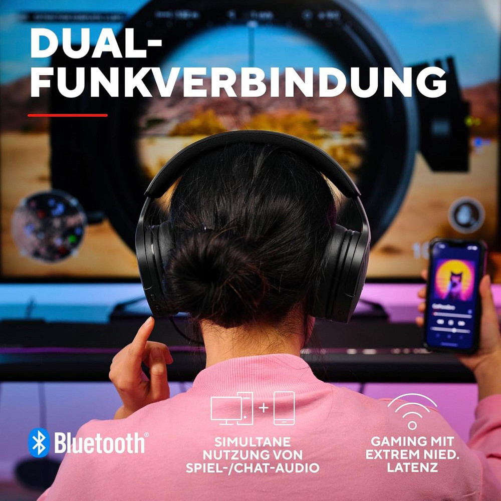 Беспроводная игровая гарнитура Trust, Bluetooth+2,4 ГГц, с RGB подсветкой, компьютерные накладные наушники Киев - изображение 9