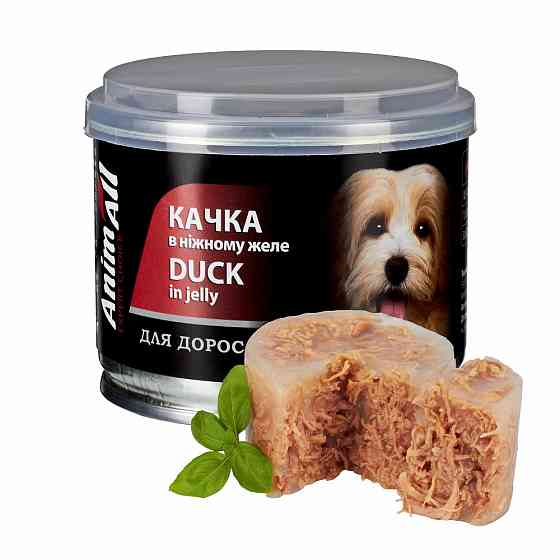 Вологий корм Animall АнімАлл качка в ніжному желе для собак, 195г Київ