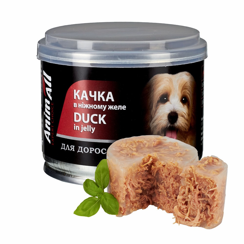 Вологий корм Animall АнімАлл качка в ніжному желе для собак, 195г Київ - фото 1