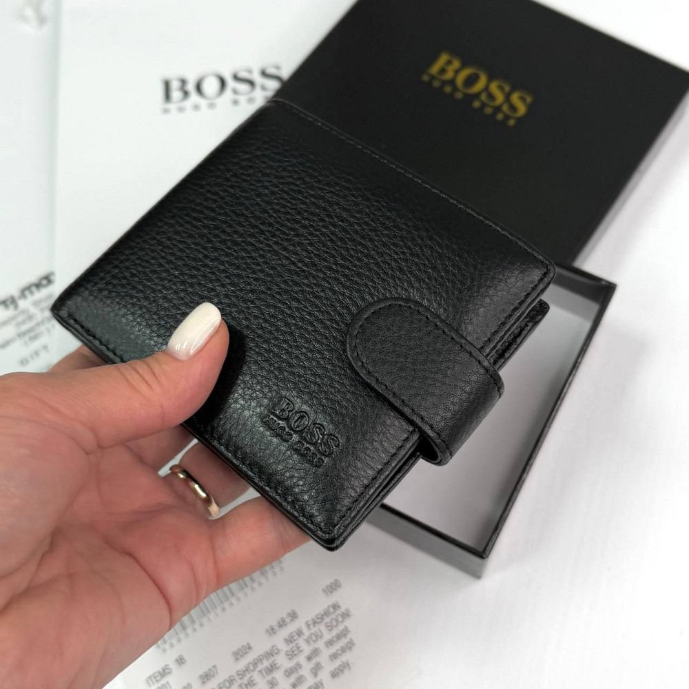 Брендовый зажим из натуральной кожи на застежке Boss (6603) Киев - изображение 5