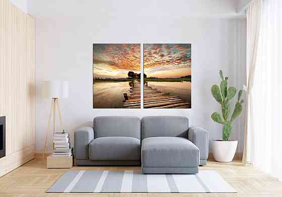 Модульная картина в гостиную / спальню Озеро захід сонця  TLV-2_017 Киев