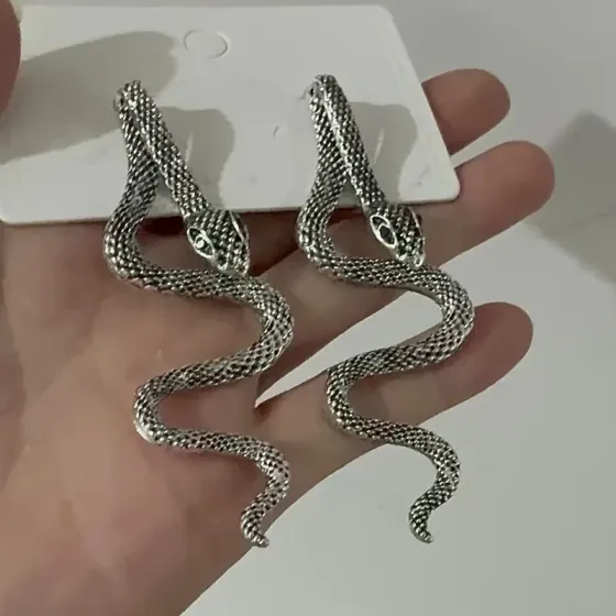 Серьги «Змея» длинные – античное серебро, пара Киев
