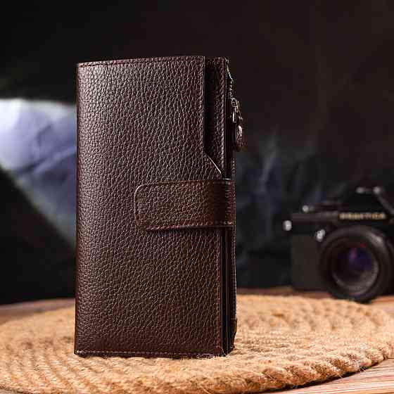 Стильний вертикальний жіночий гаманець з натуральної шкіри CANPELLINI 21642 Коричневий Київ