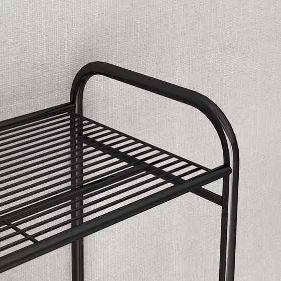 Прихожая Стеллаж для обвуви и одежды на 4 яруса с перекладиной для тремпелей и полкой, металлический,черный Каменец-Подольский