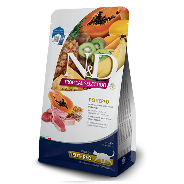 Сухий низькозерновий корм Farmina N&D Tropical Selection для стерилізованих дорослих котів з ягням та тропічними фруктами, 1,5 кг Київ - фото 1