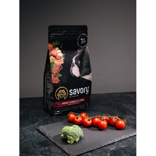 Корм сухий Savory Small Breed rich in Fresh Turkey and Lamb для дорослих собак малих порід зі свіжим ягням та індичкою 1 кг Київ - фото 8