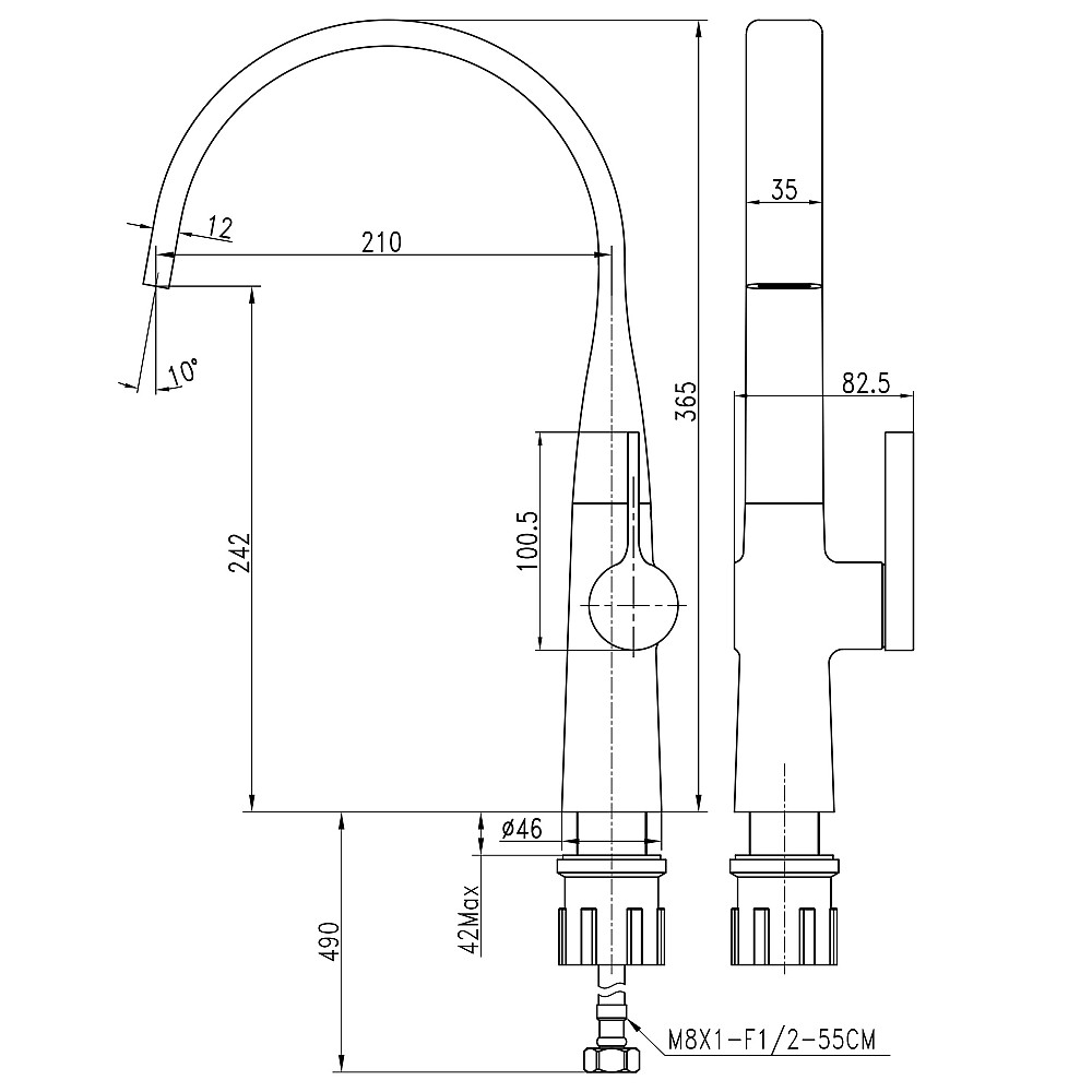 Змішувач для кухні TOPAZ  MODERNO TMD-33203S-H78A, Шланги TAQ-M0865 Луцк - изображение 7