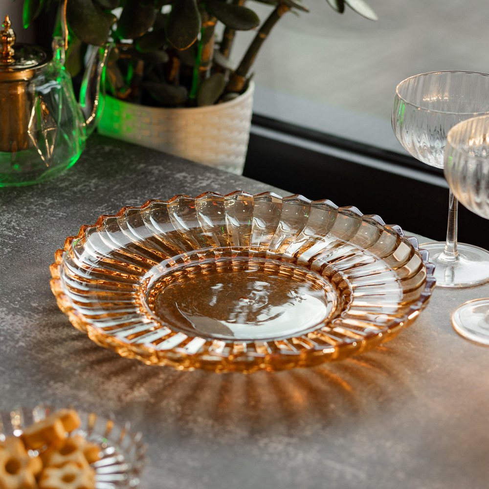 Сервировочное стеклянное блюдо Ø 28 см для закусок и десертов Киев - изображение 1