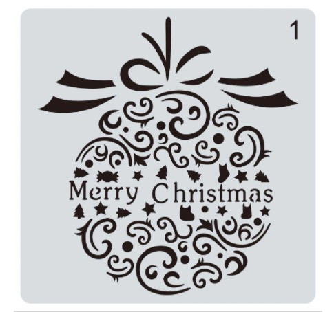 Трафарет новогодний Шар 15 на 15 см серый Киев - изображение 1