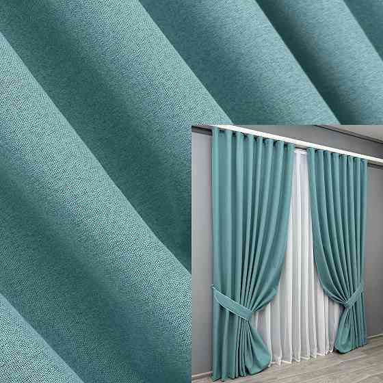 Комплект готовых штор VR-Textil Блэкаут двусторонний ASHEN NIGHT № 1846ш Лазурный 150х270 см 2 шт (33-0885) Киев