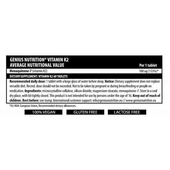 Вітаміни та мінерали Vitamin K2 60 tabs Луцьк
