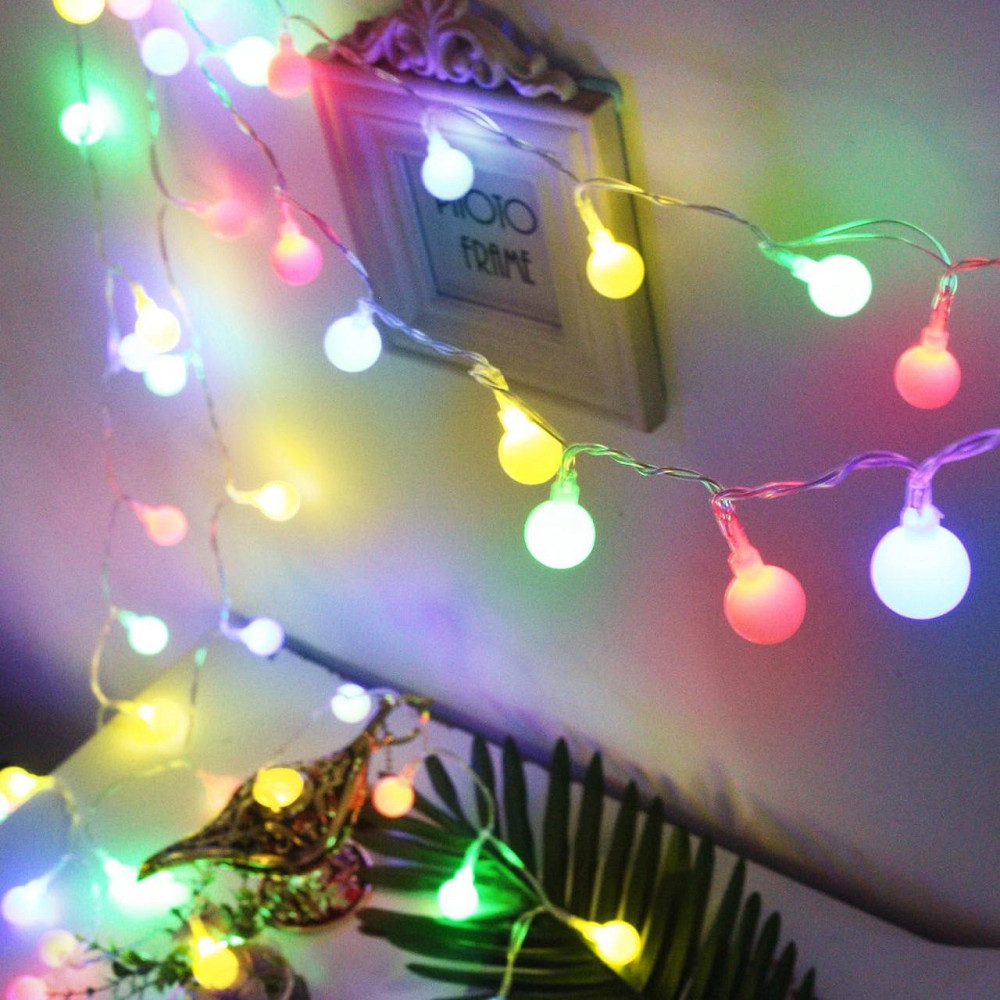 Світлодіодна новорічна гирлянда 100 LED, 3 м, кольорова шарики Київ - фото 3