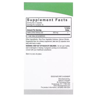 Травы Nature's Answer Крапива, 600 мг, Nettle, 90 вегетарианских капсул (NTA-16306) Винница - изображение 3