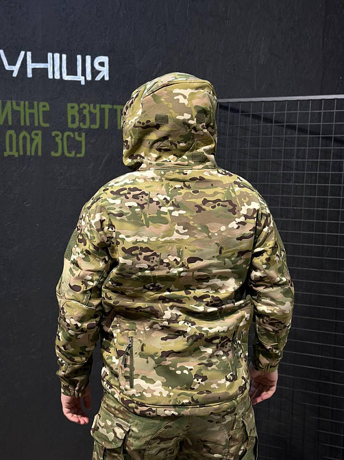 Тактическая мужская демисезонная куртка Soft Shell мультика, военная куртка на флисе с капюшоном Львов - изображение 10