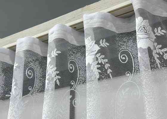 Тюль VR-Textil 696т Жакард Білий 400х120 см (42-0861) Київ