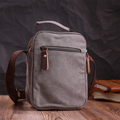 Сумка Vintage Мужская из плотного текстиля Серая (22217) Винница - изображение 6