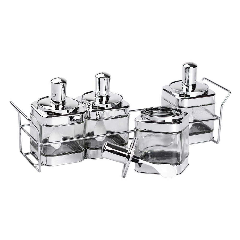 Набір скляних банок для сипучих продуктів на підставці Київ - фото 3