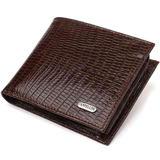 Цікаве чоловіче портмоне з натуральної фактурної шкіри CANPELLINI 21785 Коричневе Київ