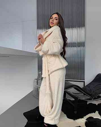 Женская теплая повседневная плюшевая пижама двухсторонняя махра Одесса