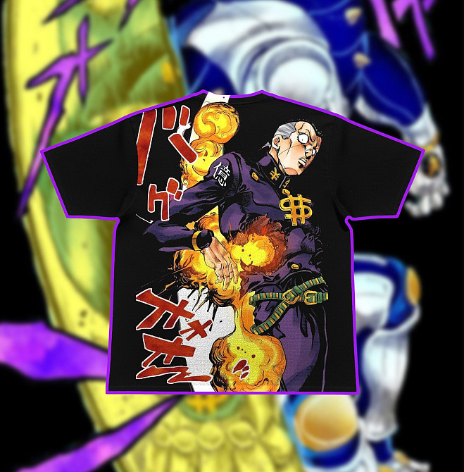 Футболка для хлопчика з принтом аніме Аніме Джоджобізарре Пригоди Окуйасу оверсайз (зріст від 165 до 180) Чорний Дніпро - фото 2