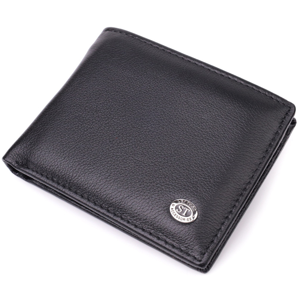 Шкіряний гаманець-затиск, чорний (ST Leather) Київ - фото 10