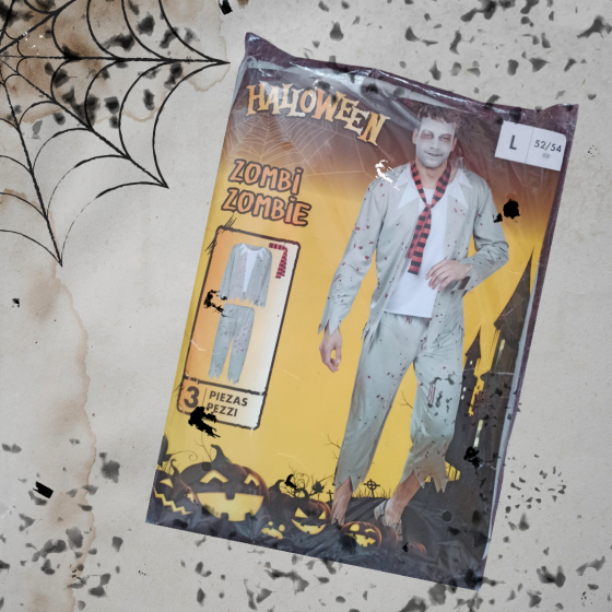 Костюм Зомби для вечеринки на Хеллоуин футболка с длинным рукавом, штаны, шарф размер L -XL серый Киев