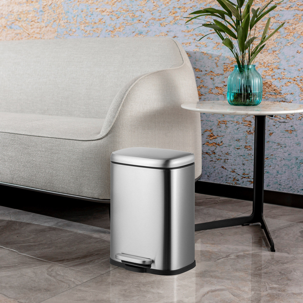 Прямоугольное мусорное ведро 5 л с плавным закрытием Mixxus Premium Style-TC0305, нержавеющая сталь Харьков - изображение 18