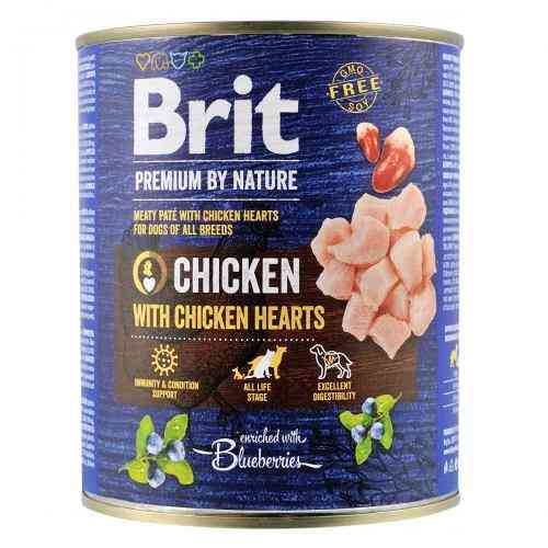 Корм вологий Brit Premium by Nature k 800 консерви для собак з куркою та курячими серцями 800 г Киев