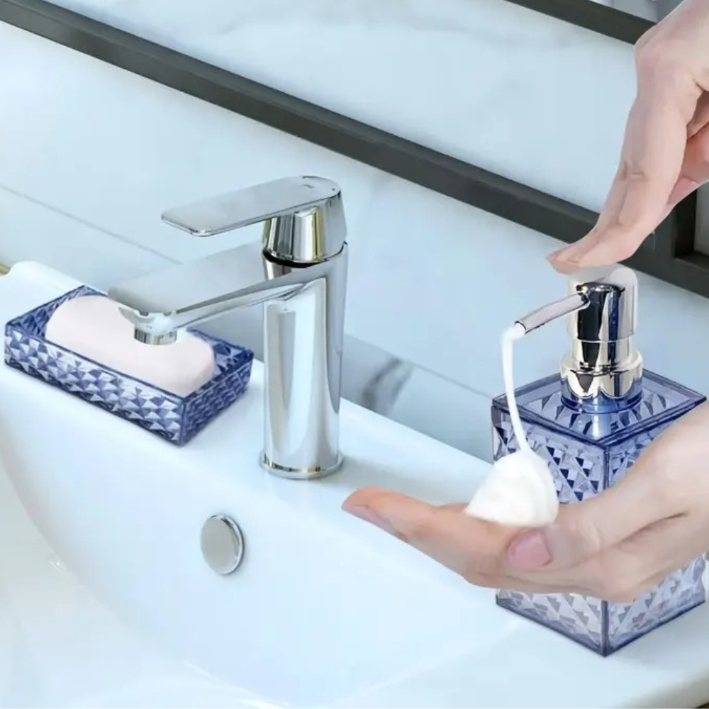 Набор аксессуаров 4в1 для ванной и душа, дозатор для мыла, мыльница, стаканы,материал акрил Каменец-Подольский - изображение 4