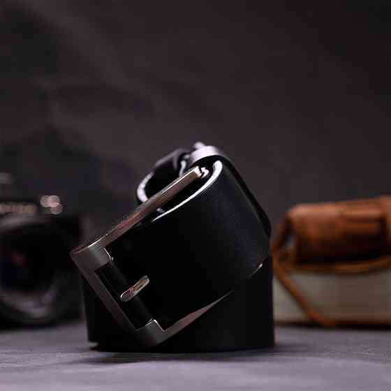 Цікавий ремінь під джинси з натуральної шкіри Чорний (GRANDE PELLE) Київ