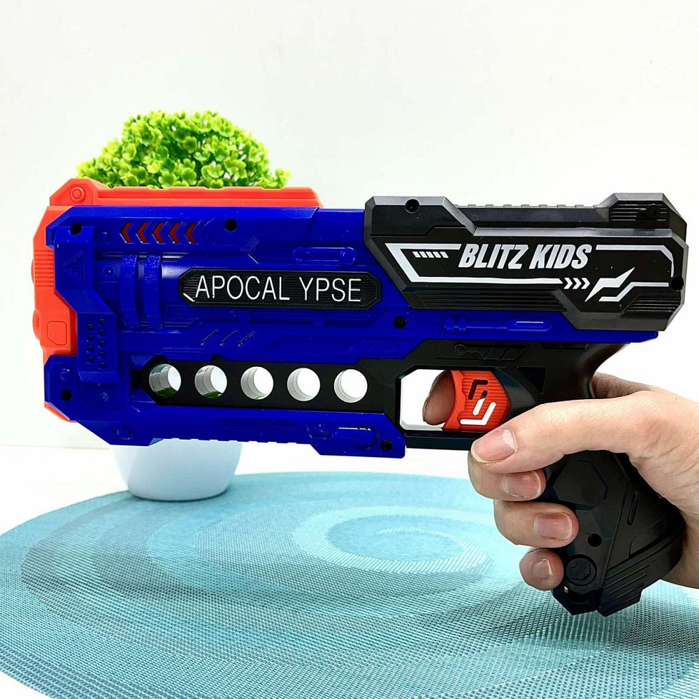 Пістолет іграшковий бластер 12 м'яких набоїв у коробці Вид 1 Синій (JLX7267) Чернигов - изображение 1