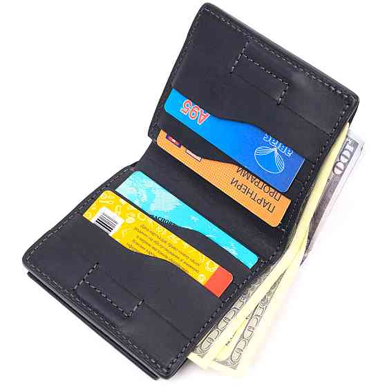 Чоловічий шкіряний гаманець із монетницею Серце Чорний (GRANDE PELLE) Київ